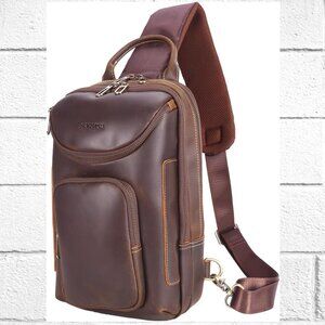 NEW! Star Vista Cowhide Leather Shoulder/Crossbody Bag with Metal Zippers/Hdwr